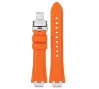 yeziu Rubber Watch Strap For MAURICE LACROIX AIKON Connector AI6008 6038 6007 Bracelet Quick Release Metal Steel Head Silicone Watch Band(Orange silvery,AI6007)