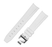 yeziu Rubber Watch Strap For Omega 20mm watchband for Rolex Braided Pattern(Whites2)