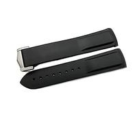 yeziu Rubber Watchband For Omega Seamaster Speedmaster Diver 300M Aqua Terra 150 Planet Ocean Silicone Soft Curved End Strap 19mm 20mm 21mm 22mm(Balck,19mm)