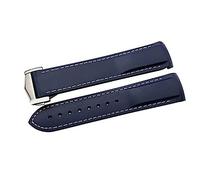 yeziu Rubber Watchband For Omega Seamaster Speedmaster Diver 300M Aqua Terra 150 Planet Ocean Silicone Soft Curved End Strap 19mm 20mm 21mm 22mm(Blue and white,20mm)