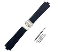 yeziu Rubber Watchband For Oris Aquis 7330 7740 Watch Band Convex Strap Wristband(Black-silver,24mm-11mm)