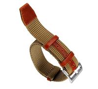 yeziu Seat Belt Leather Nylon Watch Band for Seiko Heavy Strap Replacement Watch Bracelet(Khaki-black Buckle,22mm)