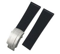 yeziu Silicone Braided Watch Strap For Breitling Navitimer Avenger Superocean Blackbird Reconnaissance(Black silver3,24mm)
