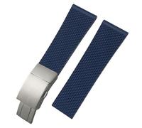 yeziu Silicone Braided Watch Strap For Breitling Navitimer Avenger Superocean Blackbird Reconnaissance(Blue silver1,21mm)