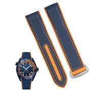 yeziu Silicone Nylon Watch Bracelet For Omega 300 SEAMASTER 600 PLANET OCEAN Watch Strap Accessories Chain belt(Blue orange SK,20mm)