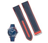 yeziu Silicone Nylon Watch Bracelet For Omega 300 SEAMASTER 600 PLANET OCEAN Watch Strap Accessories Chain belt(Blue white SK,20mm)