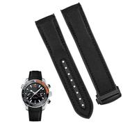 yeziu Silicone Nylon Watch Bracelet For Omega 300 SEAMASTER 600 PLANET OCEAN Watch Strap Accessories Chain belt(Black orange BK,22mm)