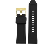 yeziu Silicone Watch Band For Diesel DZ4496 DZ4427 DZ4487 DZ4323 DZ4318 DZ4305 Mens Watches Bracelet(Black gold buckle,28mm)