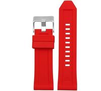 yeziu Silicone Watch Band For Diesel DZ4496 DZ4427 DZ4487 DZ4323 DZ4318 DZ4305 Mens Watches Bracelet(Red silver buckle,24mm)