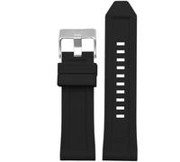 yeziu Silicone Watch Band For Diesel DZ4496 DZ4427 DZ4487 DZ4323 DZ4318 DZ4305 Mens Watches Bracelet(Black silver buckle,26mm)