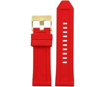yeziu Silicone Watch Band For Diesel DZ4496 DZ4427 DZ4487 DZ4323 DZ4318 DZ4305 Mens Watches Bracelet(Red gold buckle,24mm)