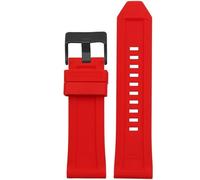 yeziu Silicone Watch Band For Diesel DZ4496 DZ4427 DZ4487 DZ4323 DZ4318 DZ4305 Mens Watches Bracelet(Red black buckle,28mm)