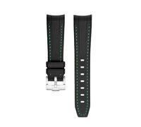 yeziu Silicone Watch Strap For Omega AT150 Seamaster 300 Speedmaster Arc-shaped Opening Rubber Watchband(Green)