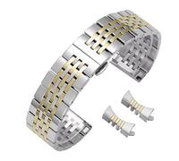 yeziu Stainless Steel Silver Watch Strap For Tissot T006 Curved End Watchband for MIDO(Silver gold,20mm)