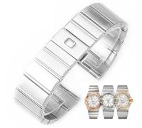 yeziu Steel Watch Band For omega Double Eagle Constellation Butterfly Clasp Watch Chain(Silver,18mm)