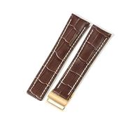 yeziu Watch Strap For Breitling Super Ocean Avengers Aviation Timing Leather Watchbands(Brown(ZJ)-Gold-Z16,24mm)