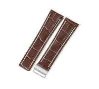 yeziu Watch Strap For Breitling Super Ocean Avengers Aviation Timing Leather Watchbands(Brown(ZJ)-Steel-Z16,24mm)