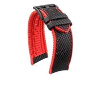 yeziu Waterproof Nylon Rubber Bottom Watch Strap For Mido Helmsman Commander Watchband(Black red-black,22mm)