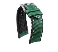 yeziu Waterproof Nylon Rubber Bottom Watch Strap For Mido Helmsman Commander Watchband(Green white-silver,22mm)