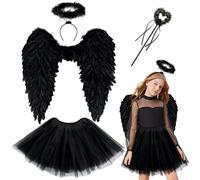 Yezmo Angel Wings Tutu Costume Accessories (Black 45 * 45cm)