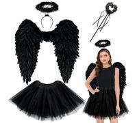 Yezmo Angel Wings Tutu Costume Accessories (Black 60 * 60cm)