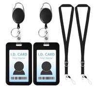Yezmo Black ID Badge Holder with Retractable Reel and Lanyard, Badge Lanyard ID Card Holder for Teachers School Nurse Officer