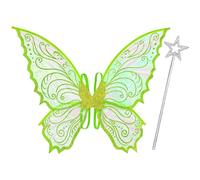 Yezmo Fairy Wings, Fairy Wings Adults Women Butterfly Wings Fairy Costume Set with Star Magic Wand for Dress up Halloween