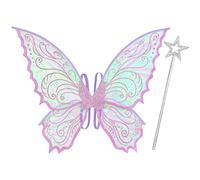 Yezmo Fairy Wings, Fairy Wings Adults Women Butterfly Wings Fairy Costume Set with Star Magic Wand for Dress up Halloween