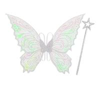 Yezmo Fairy Wings, Fairy Wings Adults Women Butterfly Wings Fairy Costume Set with Star Magic Wand for Dress up Halloween