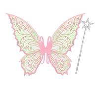 Yezmo Fairy Wings, Fairy Wings Adults Women Butterfly Wings Fairy Costume Set with Star Magic Wand for Dress up Halloween (PINK)