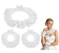 Yezmo Neck Ruffle Collar Cuffs Set, Vintage Detachable Clown Collar Costume Accessories for Women Men for World Book Day Renaissance Victorian Lolita Dress Up