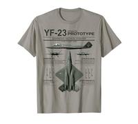 YF-23 Stealth Fighter Military Jet Infographic Dark Olive T-Shirt