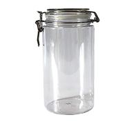 YFairy - Storage Jar, 1500ML Plastic, Round, Clip Top Storage Jar, With Airtight Seal Lid, Food Container, Tableware Preserving, Kitchen Flour/Pasta/Spice Organizer
