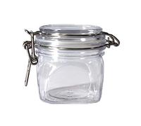 YFairy - Storage Jar, 220ML, Plastic, Square, Clip Top, Storage Jar With Airtight Seal Lid, Kitchen Food Container, Tableware Preserving, Cosmetic Cream Organizer