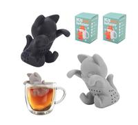 YFaith 2 Pieces Tea Infuser 3D Cat Shape Removable Tea Filter Silicone Infuser Tea Cup, Black and Grey, for Teapot, Tea Cup, Gift