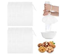 YFaith 6 Pcs Nut Milk Strainer, 30 x 20 cm Nut Milk Bags for Straining Reusable, Nylon Juice Filter Bag, with Drawstring, for Filtering Soy Milk, Juice, Tea Set