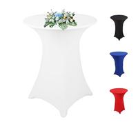YFaith Cocktail Table Covers, Standing Eating Tablecloth, 80 x 110 cm White Stretch Cover for Eating Tables Square Corners, for Bar, Party, Banquet, Wedding