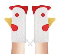 YFaith Oven Glove, 1 Pair of Oven Gloves, Double Layer Heat Resistant, One Size Oven, Rooster Shape, with Strap, for Oven, Kitchen, Microwave