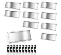 YFaith Pack of 10 Name Badges Magnet, Aluminium Alloy Name Badge Clothes, 7.2 x 3.2 cm Name Badges for Clip-on with 10 Pairs Magnetic Clasps for School, Office, Exhibition