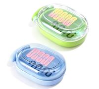 YFaith Pack of 2 Travel Soap Boxes, Soap Box with Transparent Lid, Soap Container, with Drainer Soap Storage for Solid Soap, Blue and Green, for Bathroom, Travel, Bedroom