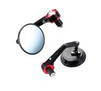 YFBH Motorcycle Rear View Side Mirror For MT-07 CNC Aluminum Round 360°rotatable Handlebar End Reversing Mirror Accessories(Red 2)