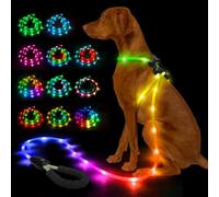 YFbrite 3-in-1 Dog Harness Luminous & Luminous Collar Dog & LED Dog Lead - 15 Modes, Rechargeable Dog Leads Type-C Rechargeable and Waterproof - Medium and Large Dogs (9 ft)