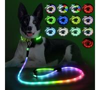 YFbrite 5ft Waterproof Dog Lead with Lighting and 15 Flashing Modes - Super Bright LED Dog Lead for Small, Medium and Large Dogs - Rechargeable Type C Dog Leads with Light (5ft (150cm)