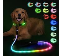 YFbrite 7FT Waterproof Light up Dog Leash with 15 Flashing Modes - Super Bright LED Dog Leash for Small Medium Large Dogs - Type-c Rechargeable Dogs Leashes Light (Multi-Color, 7FT (210cm))