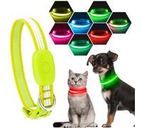 YFbrite LED Cat Collar, Light up Puppy Collar Safe Night Walking, Green XS | 8 Flashing Modes, Waterproof, Type-C USB Rechargeable, Full Illuminated