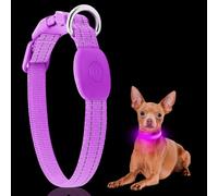 YFbrite Light Collar Dog Rechargeable Nylon LED Dog Collar Waterproof Adjustable with 3 Light Modes Safety for Small and Large Dogs (Purple, S)