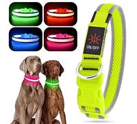 YFbrite Light up Dog Collar, Rechargeable LED Dog Collar, Flashing Dog Collar, Adjustable Reflective Dog Collar Safety Glowing at night (Green, Small)