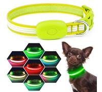 YFbrite Light up Dog Collar, Safe for Night Walking, Adjustable, Green S | 8 Flashing Modes, Waterproof, Type-C USB Rechargeable, Full Illuminated