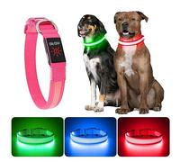 YFbrite Light up Dog Collar, USB Rechargeable LED Pet Collar, Flashing Night Visibility Neckwear, Adjustable Reflective Collar Glow in the Dark for Safety Glowing (Design 2-Pink, Small)