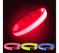 YFbrite Light up Dog Collar, USB Rechargeable LED Pet Collar, Flashing Night Visibility Neckwear, Adjustable Reflective Collar Glow in the Dark for Safety Glowing (Design 2-Pink, Medium)